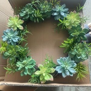 New Succulent Wreath 16-18 inch.